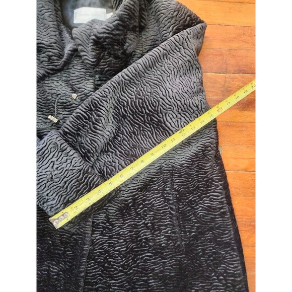 Vintage 80s/90s Betas Choice Black Velour Coat - Size Medium - Picture 5 of 9
